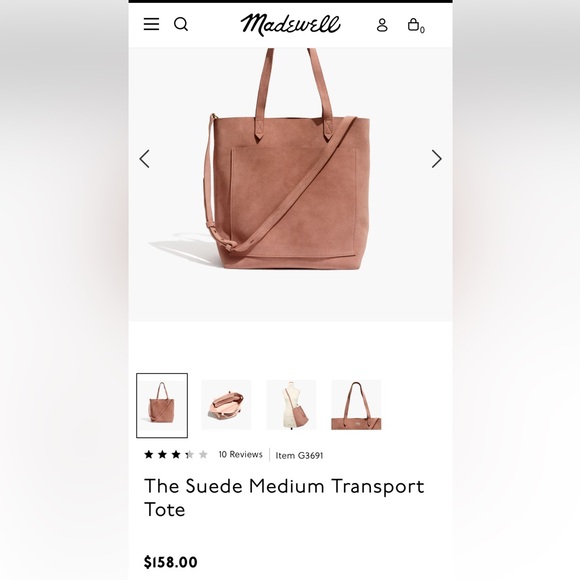 Preloved Madewell The Suade Medium Transport Tote Bag in Dusty Clay - Picture 1 of 9
